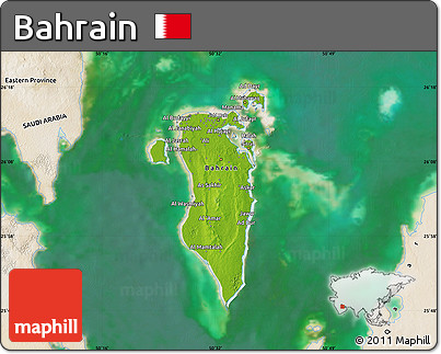 Physical Map of Bahrain, satellite outside