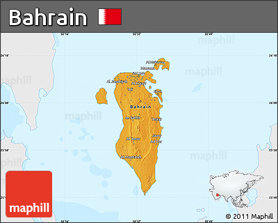 Political Map of Bahrain, single color outside, bathymetry sea