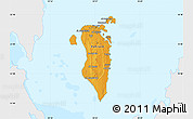 Political Map of Bahrain, single color outside, bathymetry sea