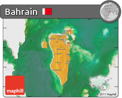 Political Map of Bahrain, single color outside, satellite sea