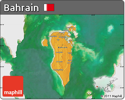 Political Map of Bahrain, single color outside, satellite sea
