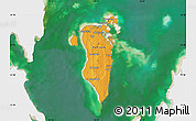 Political Map of Bahrain, single color outside, satellite sea