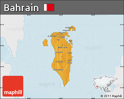 Political Map of Bahrain, single color outside, shaded relief sea
