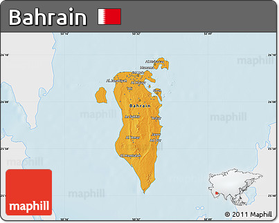 Political Map of Bahrain, single color outside, shaded relief sea