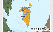 Political Shades Map of Bahrain, darken, semi-desaturated, land only