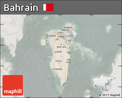 Satellite Map of Bahrain, lighten, semi-desaturated