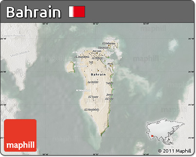 Satellite Map of Bahrain, lighten, semi-desaturated