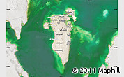 Satellite Map of Bahrain, lighten, semi-desaturated, land only