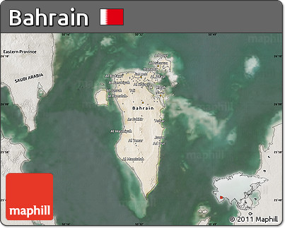Satellite Map of Bahrain, semi-desaturated