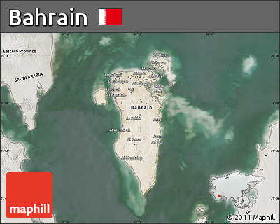 Satellite Map of Bahrain, semi-desaturated