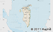 Satellite Map of Bahrain, single color outside, bathymetry sea, shaded relief sea