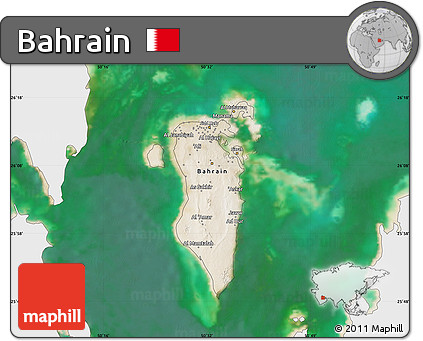 Satellite Map of Bahrain, single color outside