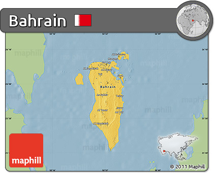 Savanna Style Map of Bahrain, single color outside