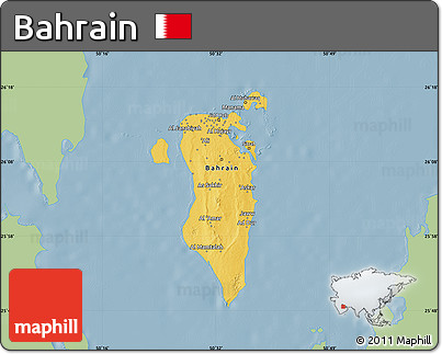 Savanna Style Map of Bahrain, single color outside