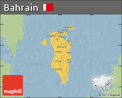 Savanna Style Map of Bahrain, single color outside