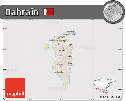 Shaded Relief Map of Bahrain, cropped outside
