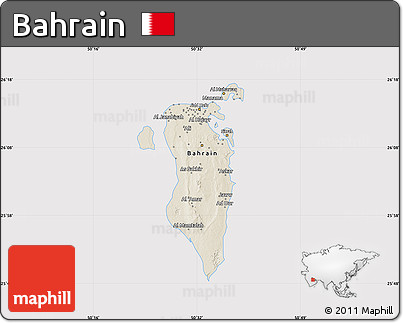 Shaded Relief Map of Bahrain, cropped outside