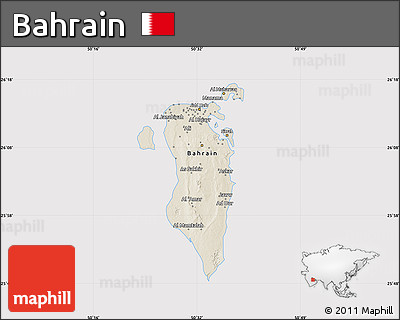 Shaded Relief Map of Bahrain, cropped outside