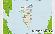 Shaded Relief Map of Bahrain, physical outside