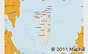 Shaded Relief Map of Bahrain, political outside