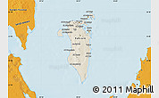 Shaded Relief Map of Bahrain, political outside, shaded relief sea