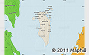 Shaded Relief Map of Bahrain, political shades outside, shaded relief sea