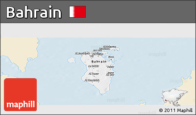 Classic Style Panoramic Map of Bahrain, single color outside