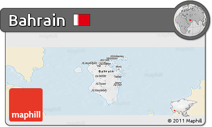 Classic Style Panoramic Map of Bahrain, single color outside