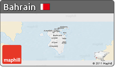 Classic Style Panoramic Map of Bahrain, single color outside