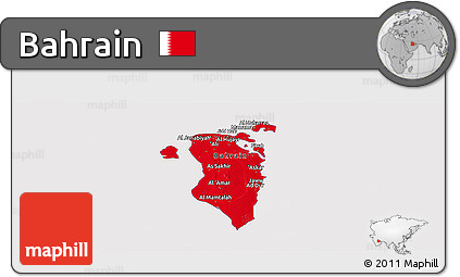 Flag Panoramic Map of Bahrain, flag centered