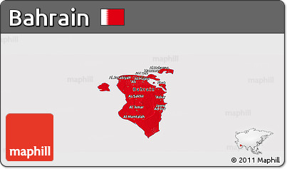 Flag Panoramic Map of Bahrain, flag centered