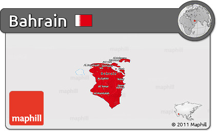 Flag Panoramic Map of Bahrain