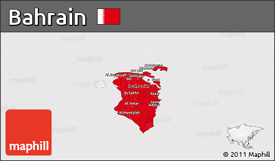 Flag Panoramic Map of Bahrain