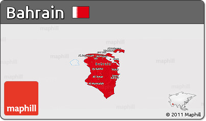 Flag Panoramic Map of Bahrain