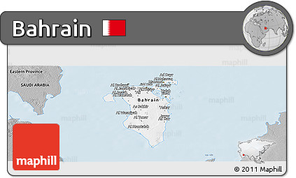 Gray Panoramic Map of Bahrain