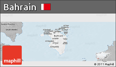 Gray Panoramic Map of Bahrain
