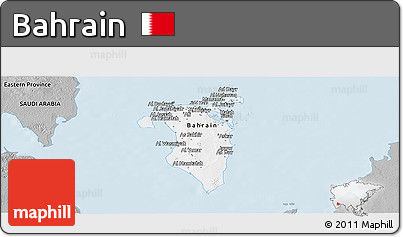 Gray Panoramic Map of Bahrain