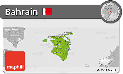 Physical Panoramic Map of Bahrain, lighten, desaturated