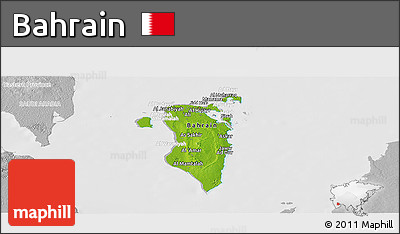 Physical Panoramic Map of Bahrain, lighten, desaturated