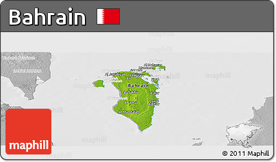 Physical Panoramic Map of Bahrain, lighten, desaturated