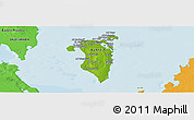 Physical Panoramic Map of Bahrain, political shades outside