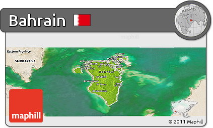 Physical Panoramic Map of Bahrain, satellite outside