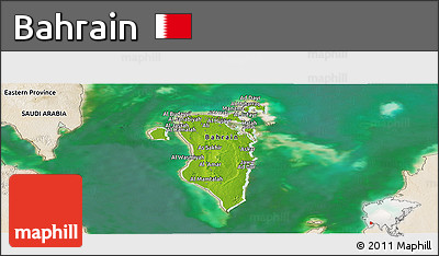 Physical Panoramic Map of Bahrain, satellite outside