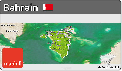 Physical Panoramic Map of Bahrain, satellite outside