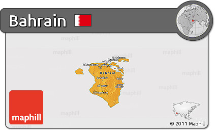Political Panoramic Map of Bahrain, cropped outside
