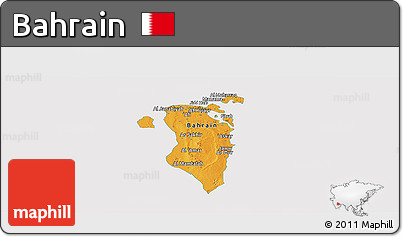 Political Panoramic Map of Bahrain, cropped outside