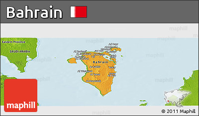 Political Panoramic Map of Bahrain, physical outside