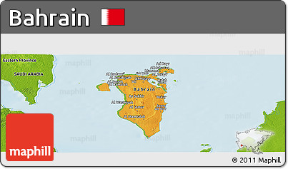 Political Panoramic Map of Bahrain, physical outside