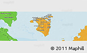 Political Panoramic Map of Bahrain, political shades outside