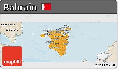 Political Panoramic Map of Bahrain, satellite outside, bathymetry sea